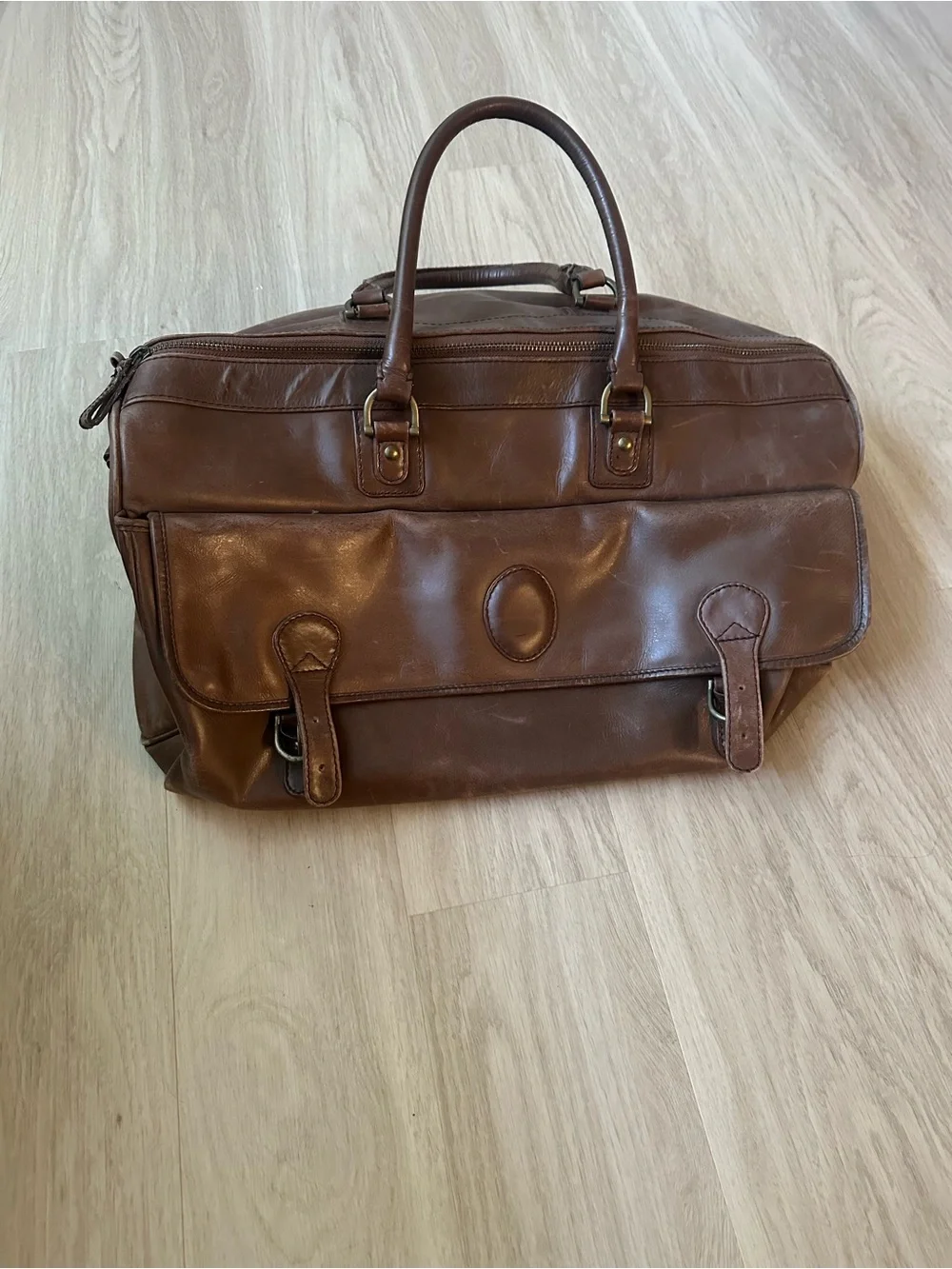 Classic Brown Leather Men's Weekender Bag
